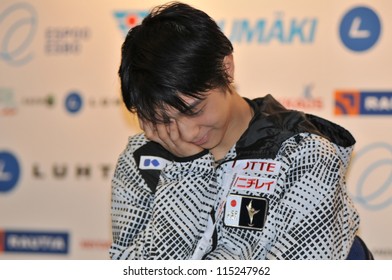 ESPOO, FINLAND - OCT 05: Yuzuru Hanyu Of Japan, Winner Of Finlandia Trophy 2012, At The Press Conference After The Men's Short Program On October 05, 2012 In Espoo, FInland