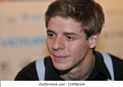 ESPOO, FINLAND - OCT 06: Richard Dornbush Of USA, Silver Medalist Of Finlandia Trophy 2012, At The Press Conference After The Men's Competition On October 06, 2012 In Espoo, FInland