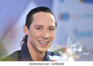 ESPOO, FINLAND - OCTOBER 06: Johnny Weir Of USA After His Free Skate In Kiss&Cry Zone At Finlandia Trophy 2012 On October 06, 2012 In Espoo, Finland