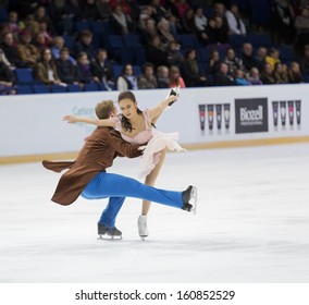 ESPOO,FINLAND-OCTOBER 5: Madison Chock & Evan Bates From USA Compete In Ice Dance Free Skating Event At Finlandia Trophy Espoo 2013 On October 5,2013 At Barona Arena In Espoo, Finland 