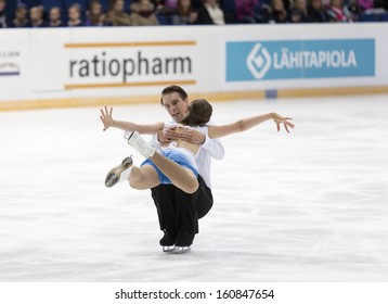 ESPOO,FINLAND-OCTOBER 5: Olesia Karmi & Max Lindholm From Finland Compete In Ice Dance Free Skating Event At Finlandia Trophy Espoo 2013 On October 5,2013 At Barona Arena In Espoo, Finland