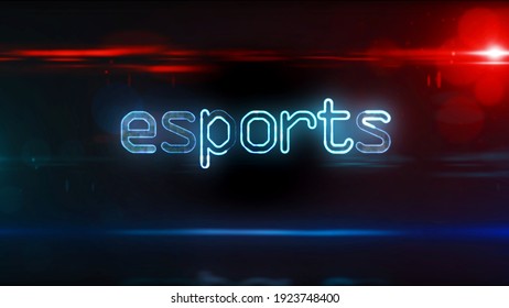 Esports, Cyber Gaming And Digital Sport Abstract Text. Futuristic Concept 3d Rendering Illustration.