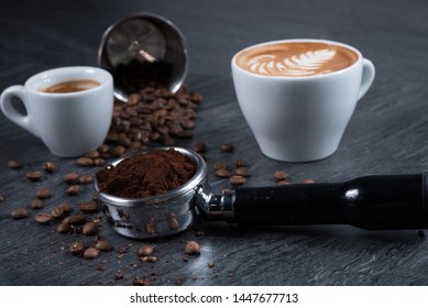 Espresso Beverage with milk and Espresso part