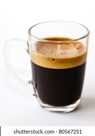 Espresso Coffee Drink  In Clear Glass Cup