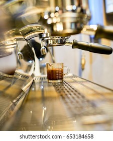 Espresso coffee extraction with glass coffee - Shutterstock ID 653184658