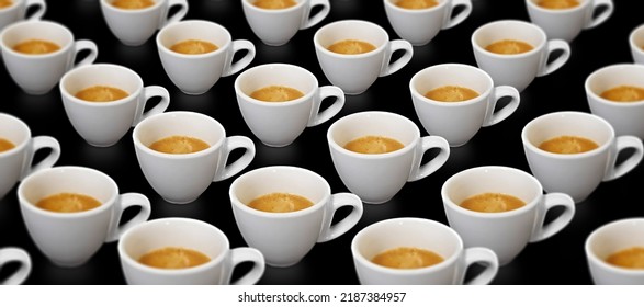 espresso cups arranged on a black background (photomanipulation)