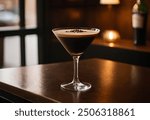 Espresso Martini - A chic cocktail blending rich espresso, smooth vodka, and a hint of coffee liqueur, topped with frothy crema and garnished with coffee beans for a perfect evening indulgence.