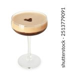 Espresso Martini cocktail in glass isolated on white