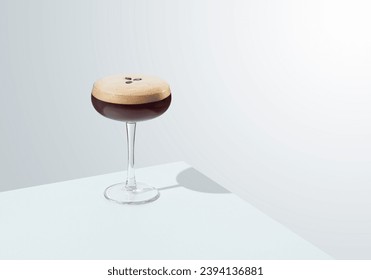 Espresso Martini. cocktail on table with white background