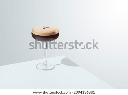 Espresso Martini. cocktail on table with white background