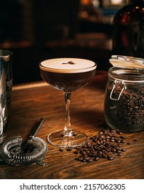 espresso martinis with coffee beans