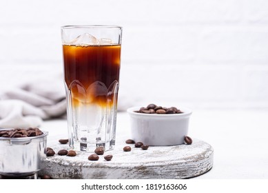 Espresso tonic with ice, trendy coffee drink