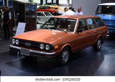 ESSEN, GERMANY - APRIL 10, 2019: Audi Foxwagon (Audi 80 Estate Station Wagon) 1978 Classic Old Retro 1970s German Car For USA Market