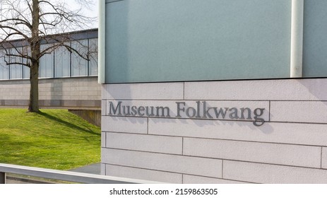 Essen, Germany - Mar 25, 2022: Writing Museum Folkwang, Leading The Way To The Entrance Of The Popular Art Museum.