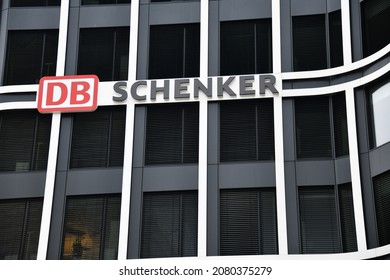 Essen, North Rhine-Westphalia, Germany - September 10, 2021: Headquarters of DB Schenker company Essen - Schenker is ia division of German rail operator Deutsche Bahn AG that focuses on logistics