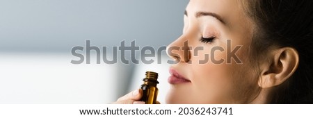 Essential Oil Aromatherapy. Nose Inhales Aroma Smell