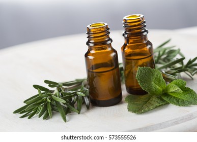 Essential oil rosemary and peppermint for aromatherapy