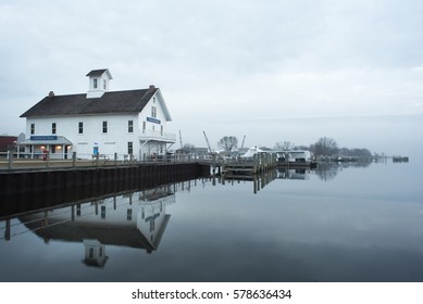 ESSEX, CT USA - JANUARY 22, 2017: Connecticut River Museum on a cold and misty winter morning January 22, 2017 Essex CT, USA.