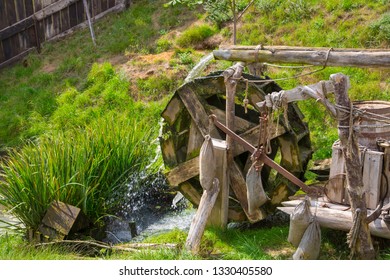 Essex, UK - 31 August, 2018: Water Mill, Norman Village Reconstruction, Dated Back To 1050. Educational Centre For Kids With Demonstration Of Everyday Life And Skills Medieval Time