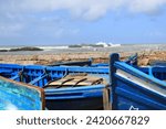Essouira Marroc blue boats harbour 2