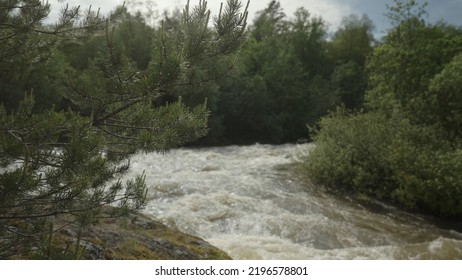 Establishing Shot Of Karerlia River On A Summer Day, Wide Photo