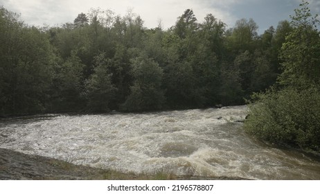 Establishing Shot Of Karerlia River On A Summer Day, Wide Photo