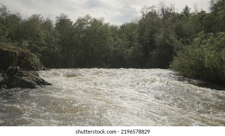 Establishing Shot Of Karerlia River On A Summer Day, Wide Photo