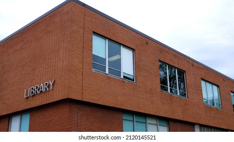 Establishing Shot Of Modern College Campus Library Building