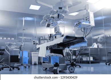 Establishment and general view of the modern surgical room with different equipment and devices