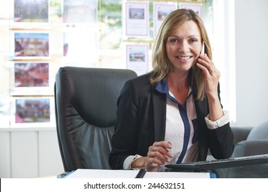 Estate Agent On Phone In Office