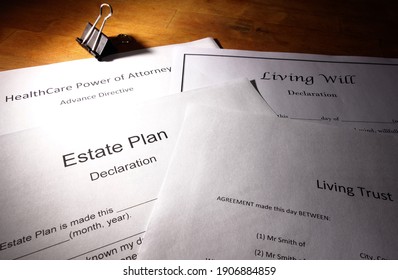 Estate Planning Documents : Living Trust, Living Will, Healthcare Power Of Attorney                               