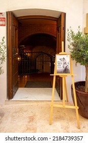 Estepona, Malaga, Spain - June 08, 2022: Entrance To A Place Where There Is A Flamenco Performance For Tourists, Indicated On A Sign At The Entrance With A Dancer.