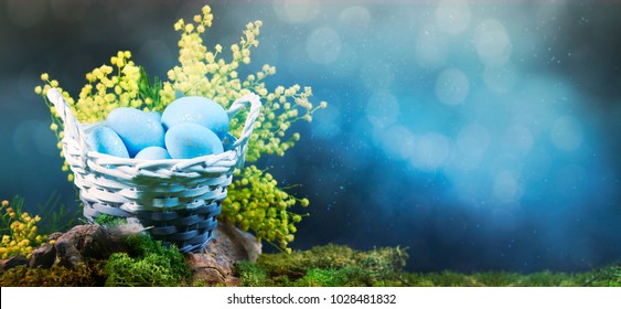 Ester Background With Colorful Easter Eggs