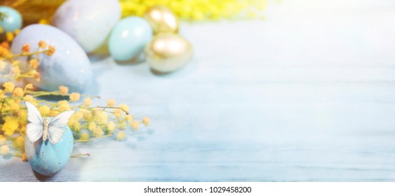 Ester Background With Colorful Easter Eggs