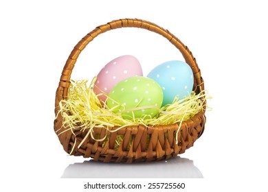 Ester Eggs In Basket With Hay