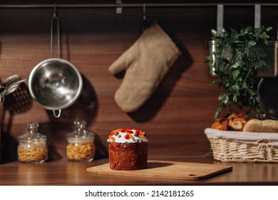 Ester Food Colorful Eggs With Ester Bread Cake On The Kitchen Table