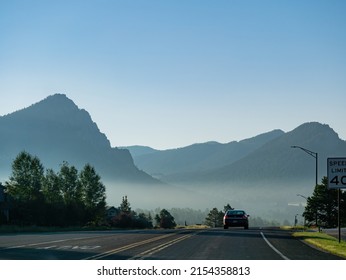 Estes Park, AUG 9 2014 - Sunny View Of A Small Town Near Rocky Mountain National Park