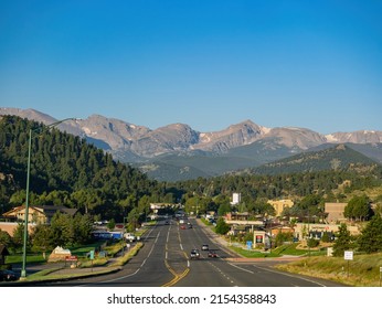 Estes Park, AUG 9 2014 - Sunny View Of A Small Town Near Rocky Mountain National Park