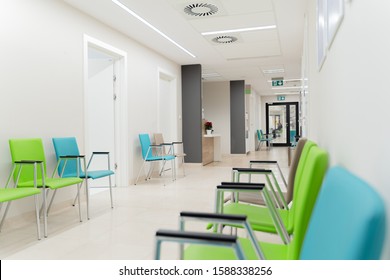 Esthetic And Clean Modern Private Clinic Or Vet Waiting Room With Empty Posters