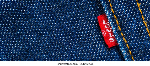 Estonia, Tallinn, 12.14.2015. Levis Jeans Emblem. Selective Focus