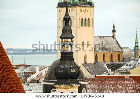 Estonia. View of Old Town. The historical part is the main calling card of the Tallinn. Winter. Fragment.