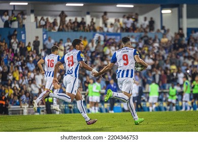 Estoril, Portugal - 09 17 2022: Liga BWIN Game Between Estoril Praia And F.C Porto; Mehdi Taremi Celebrates Scored Penalty