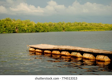 Estuary With Little Boat Port In The Mangrove Called 