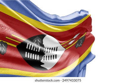 Eswatini flag waving on white background with clipping path. Cliping path is easily cutout the flag. Eswatini national flag for independence day. - Powered by Shutterstock