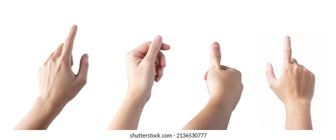 Et Hand Finger Touch .sign Finger Hold .finger Press. Arm Thumb Up .hands Isolated On White Background
