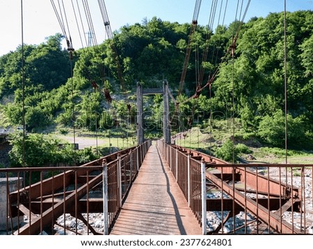 etail of bridge structure over a river