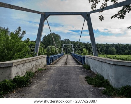 etail of bridge structure over a river