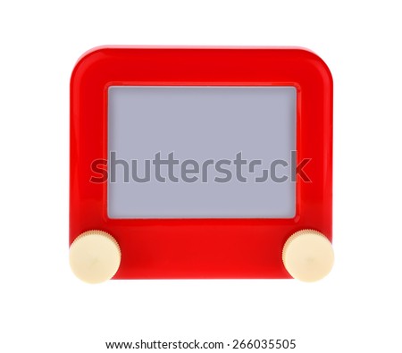 Etch A Message on a Red Sketch Board Isolated on White.