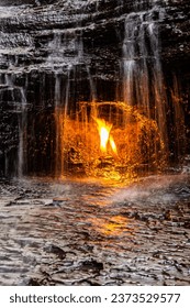 The Eternal Flame Falls in Shale Creek Preserve