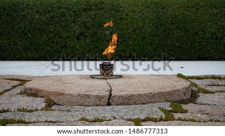 The Eternal Flame at John F. Kennedy's grave in Arlington National Cemetery on August 17, 2019.